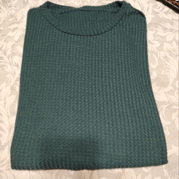 ◾🌿◾NWOT Men's Hunter Forest Pine Green Solid Waffle Weave Knit T-Shirt - 2XL - Picture 8 of 15